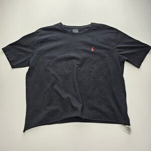 Polo Ralph Lauren Mens XXL Black Stretch Cotton Red Pony Logo Cropped T-Shirt